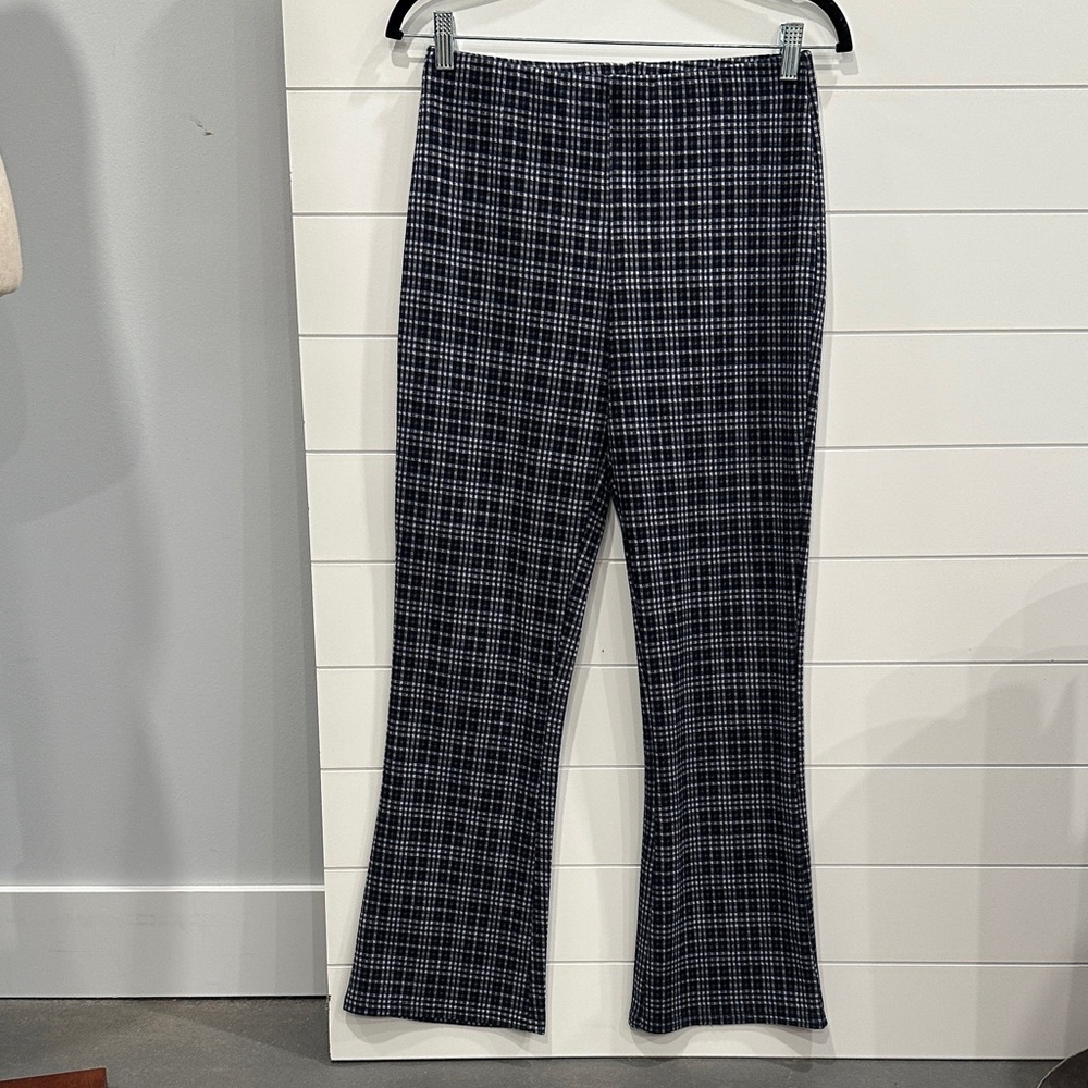 Navy and White Plaid Pants